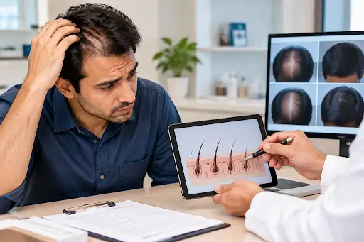 Men Experiencing Early Hairline Recession or Crown Thinning